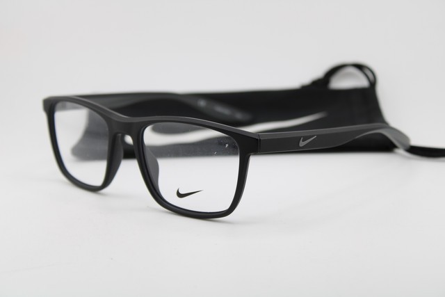NEW NIKE 7038 001 MATTE BLACK GREY AUTHENTIC EYEGLASSES 53-18