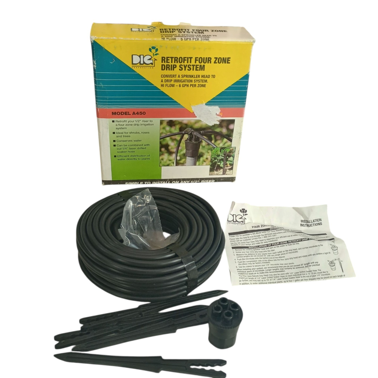 DIG Corporation 6 Gph Four Zone Retrofit Drip Head A450 Watering Irrigation