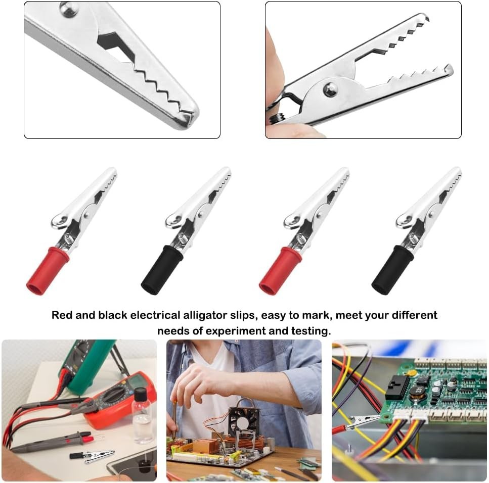 High Quality 22 PCS Red & Black Alligator Clips - Perfect for Electrical Testing