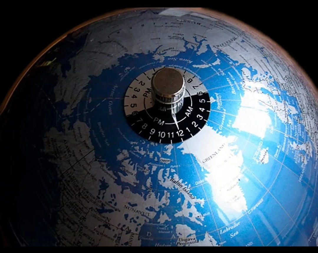 Blue and Silver World Globe