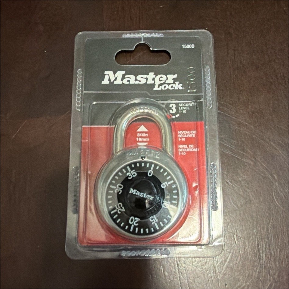 Master Lock 1500D Combination Padlock Not Resettable 3/4" Shackle