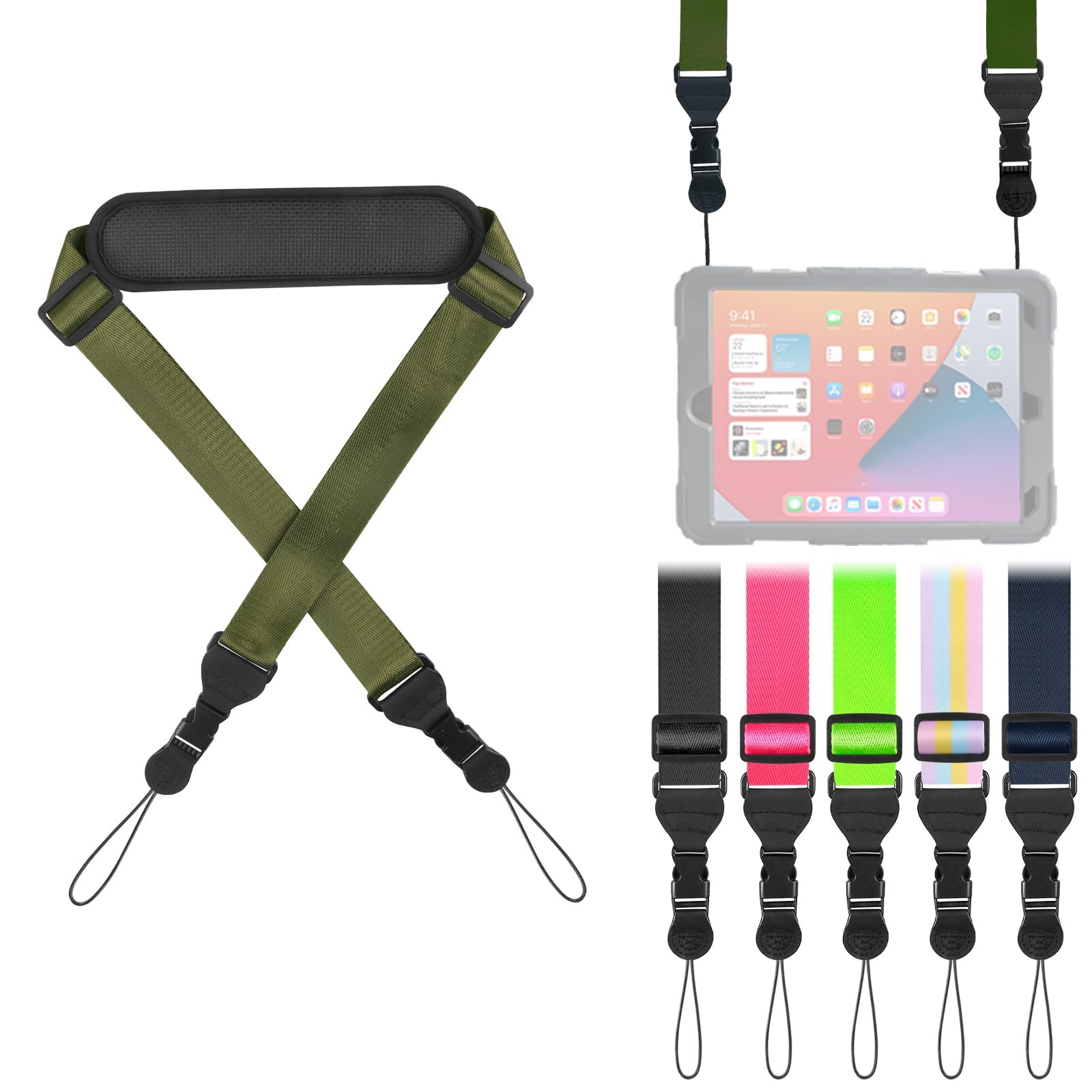 Universal Shoulder Strap, Neoprene Padded Bag Strap with Double Adjustable Bu...