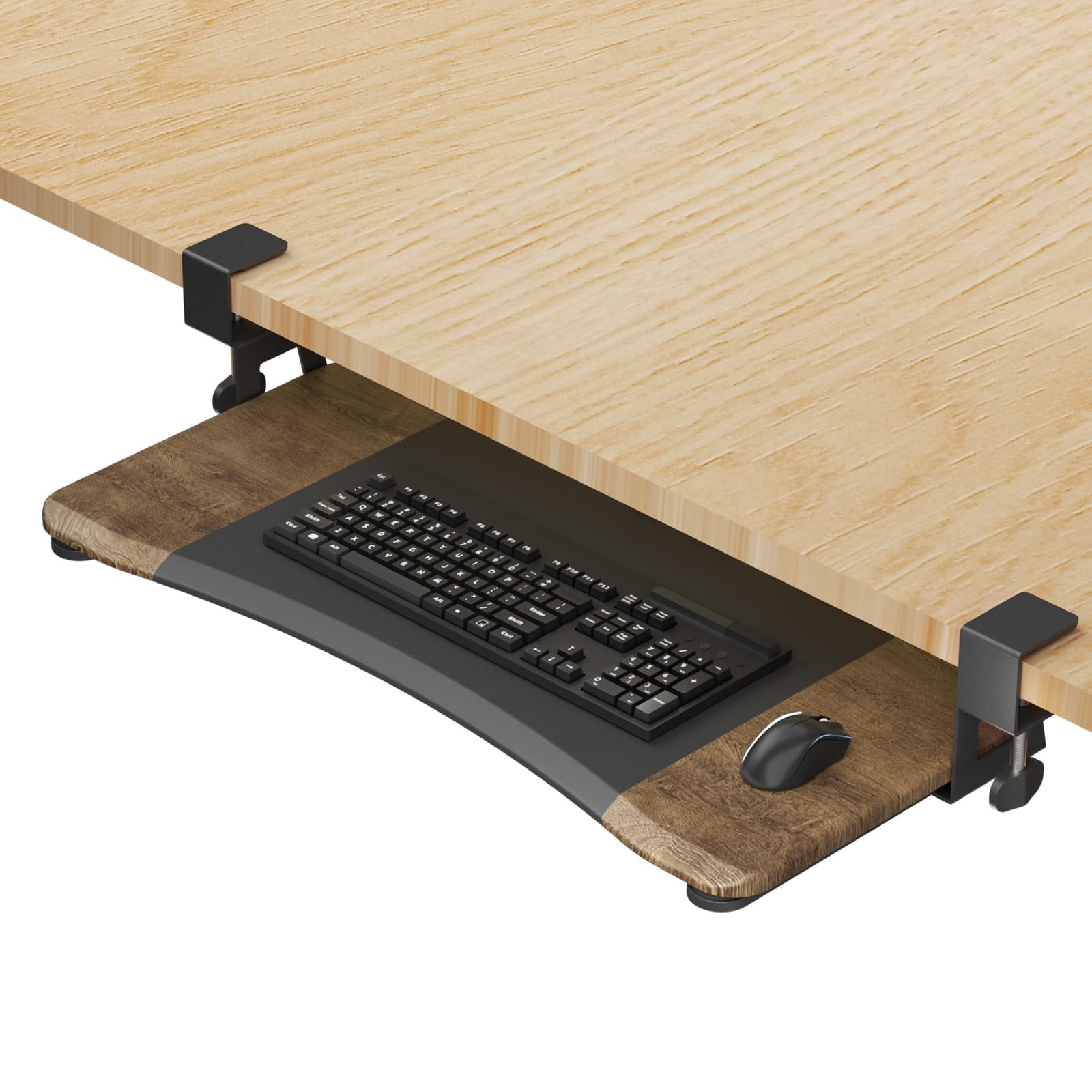 Keyboard Tray Under Desk Pull Out with C Clamp Mount, Computer Keyboard & Mou...