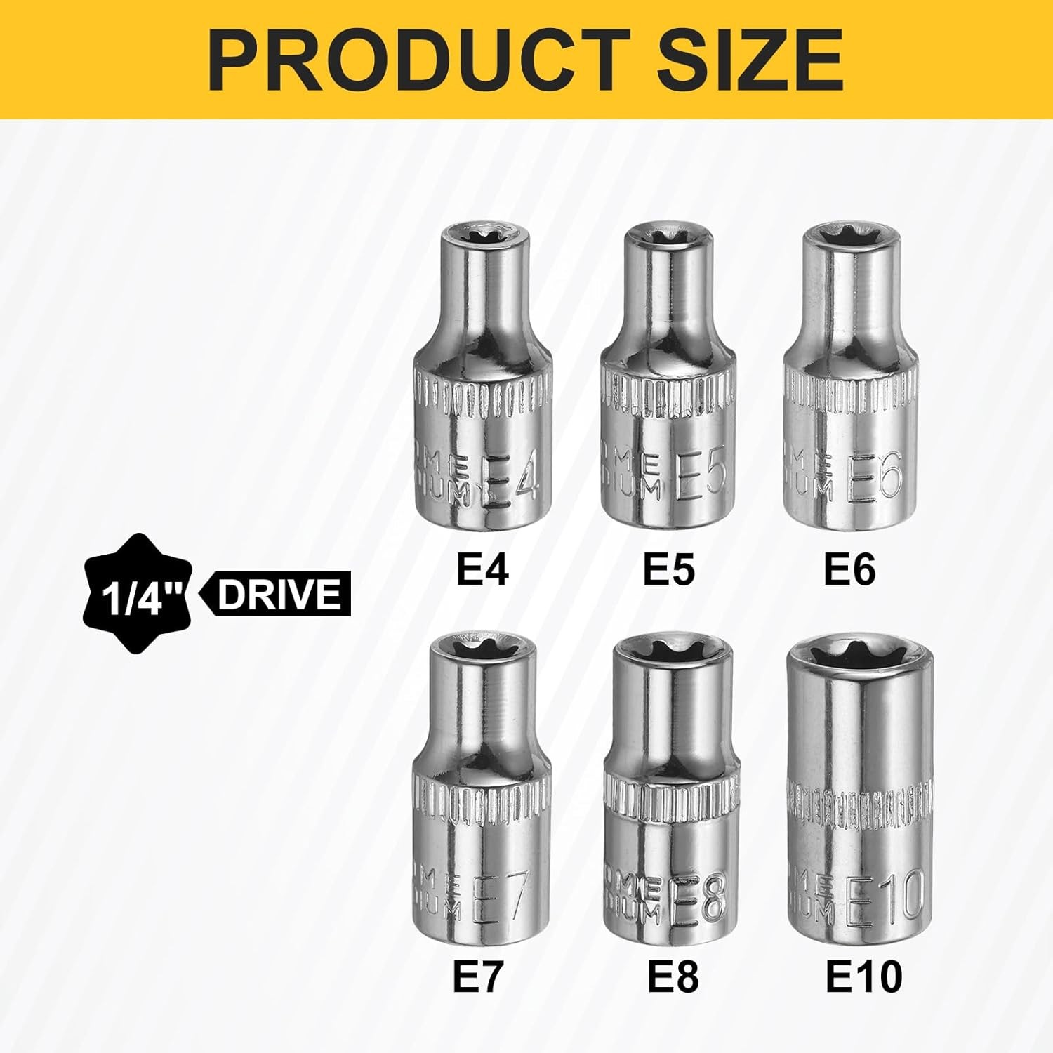 1/4" Drive Torx Deep Socket Set 6pc E4-E10 External Torx Sockets Auto Repair