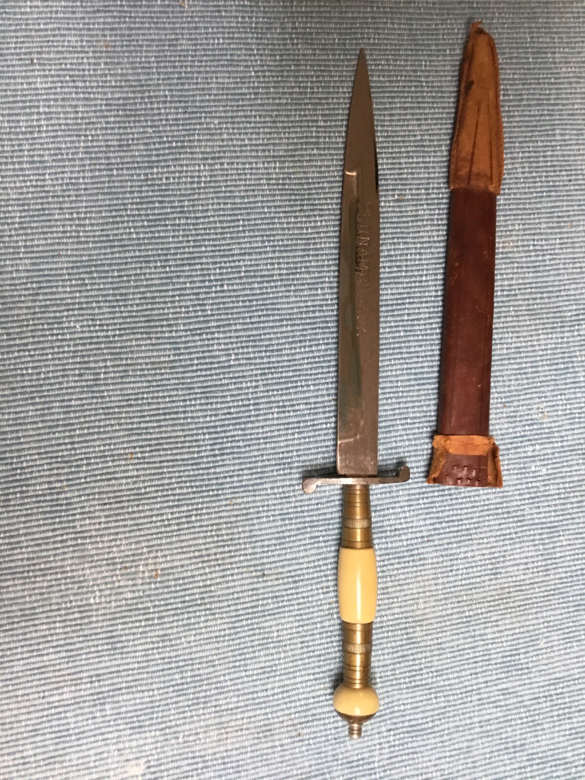 Vintage Brazilian Commando Knife Or Dagger With Original Sheath