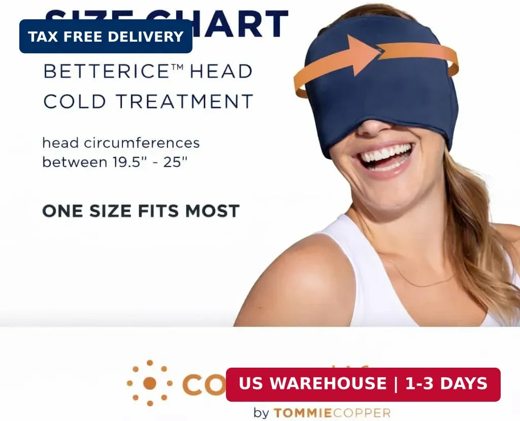 Tommie Copper BetterICE Migraine Relief Cap - Cold Compression Head Wrap, Coolin