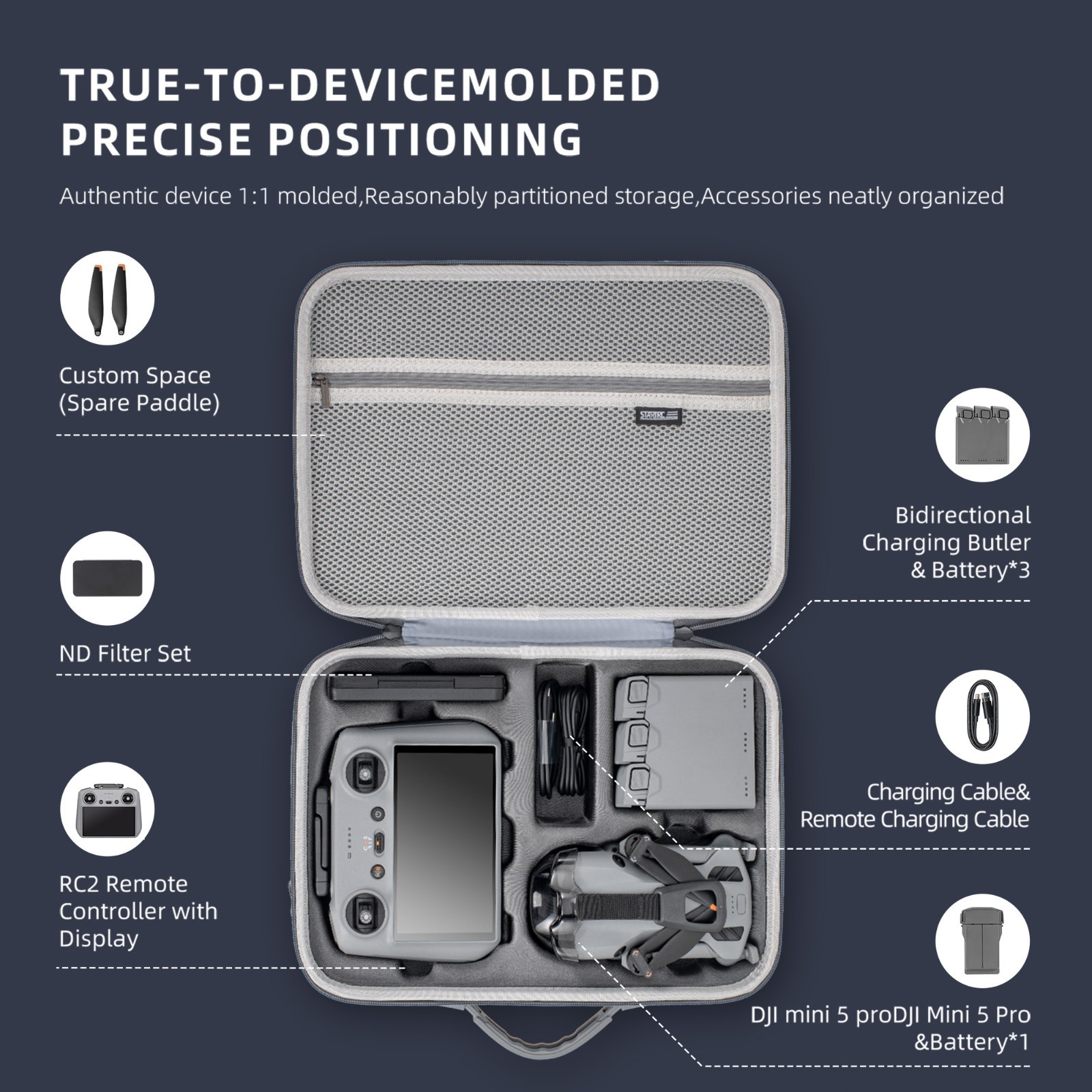 Portable Carrying Case for DJI Mini 5 Pro & RC 2 Controller - Fly More Combo