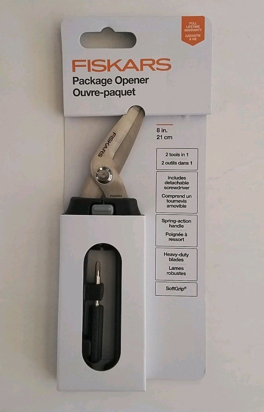 Fiskars Package Opener Scissors & Detachable Screwdriver 2 Tools in 1 (NEW)
