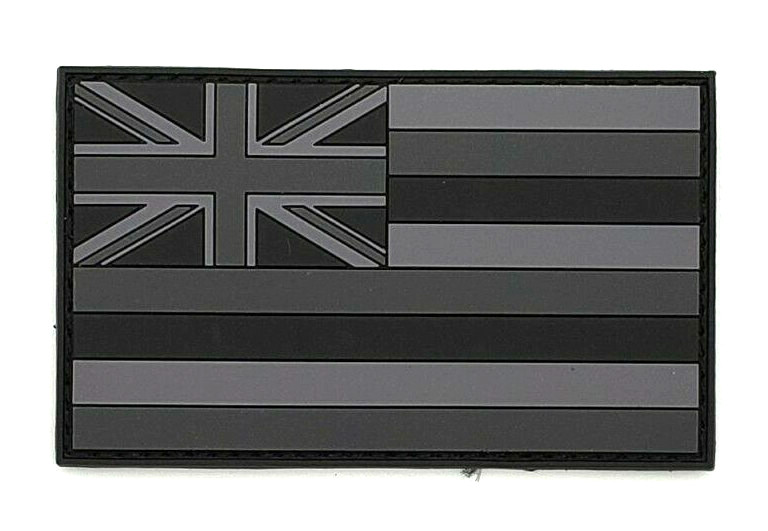 Subdued HAWAII State Flag Tactical Morale Patch PVC Hook Backed Panel Black Grey