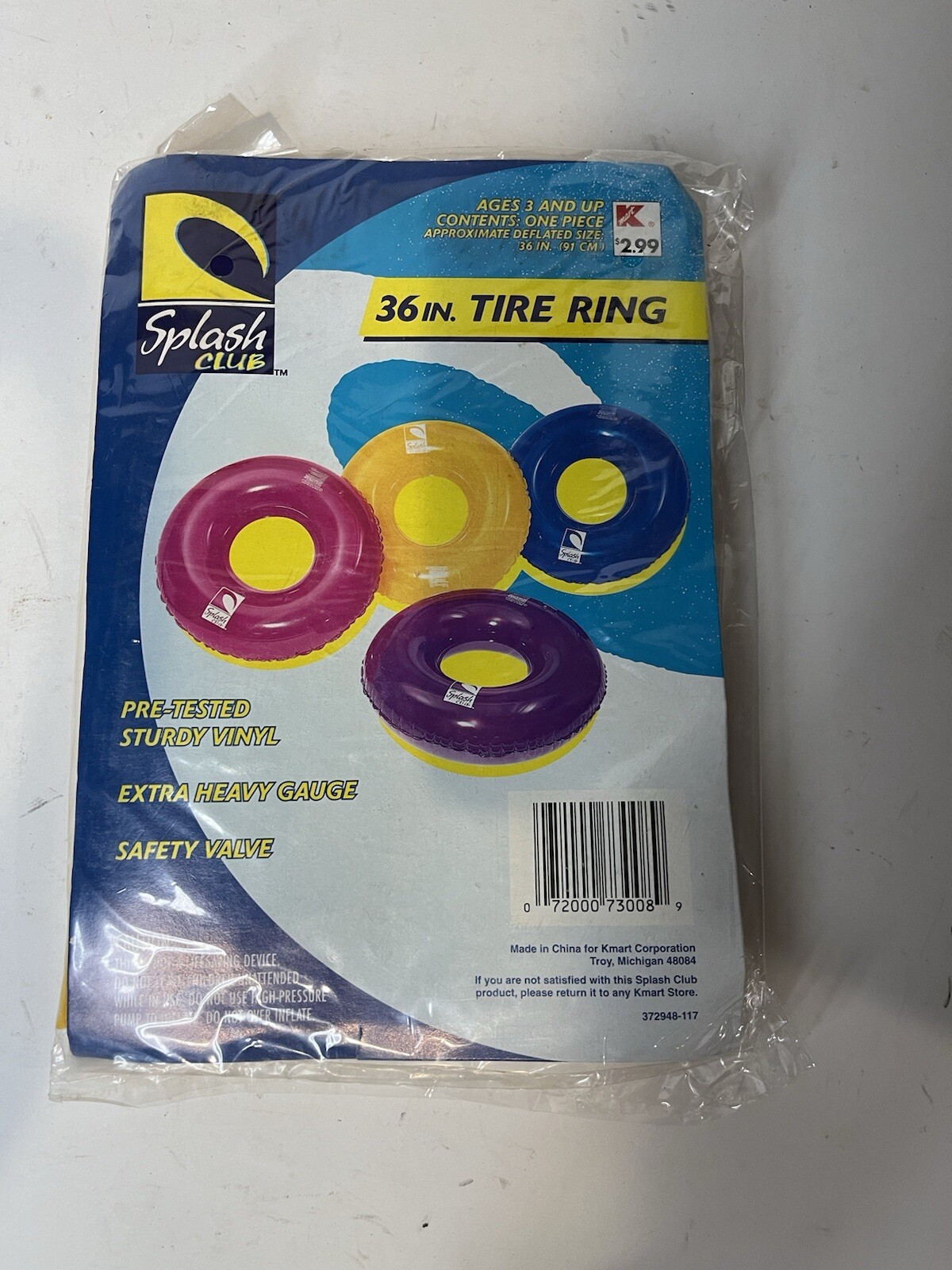 Splash Club 36" Tire Ring Vinyl Kmart Exclusive Brand New Sealed Yellow