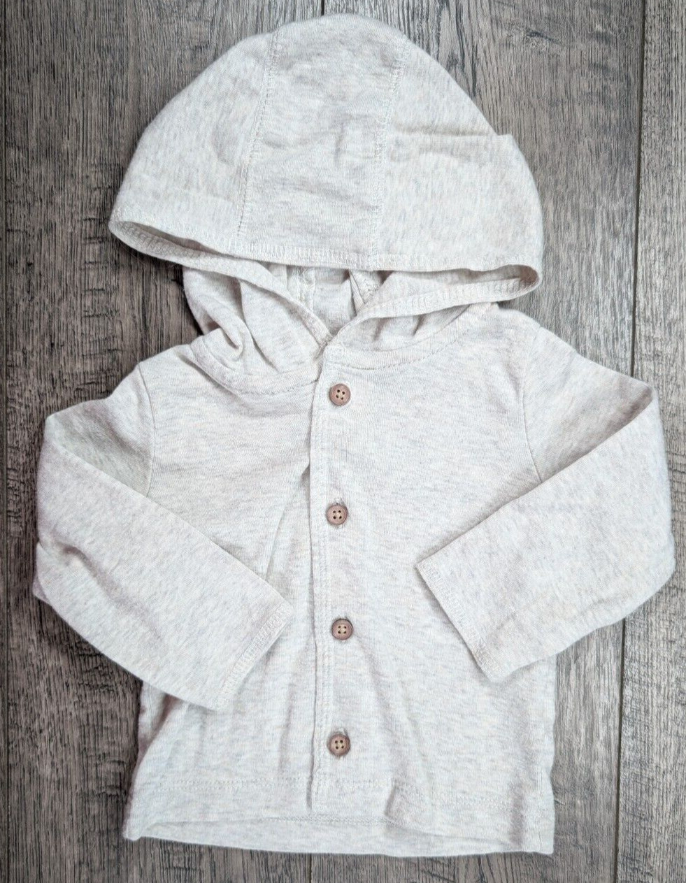 Baby Boy Clothes Carter's 9 Month Gray Wooden Button Hooded Shirt