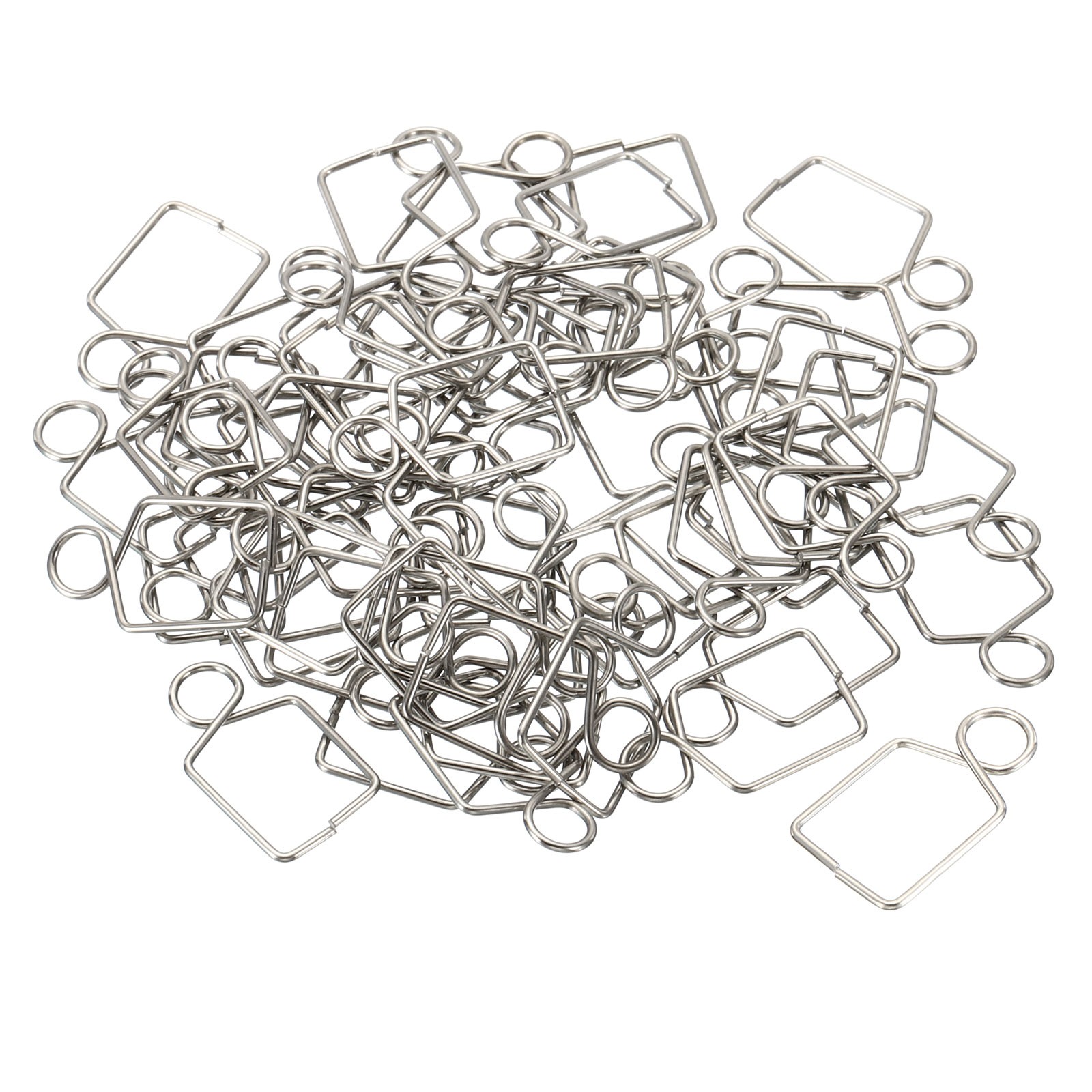 60Pcs 17mm L x 10mm W Chandelier Connector Clip Stainless Steel Buckle Silver