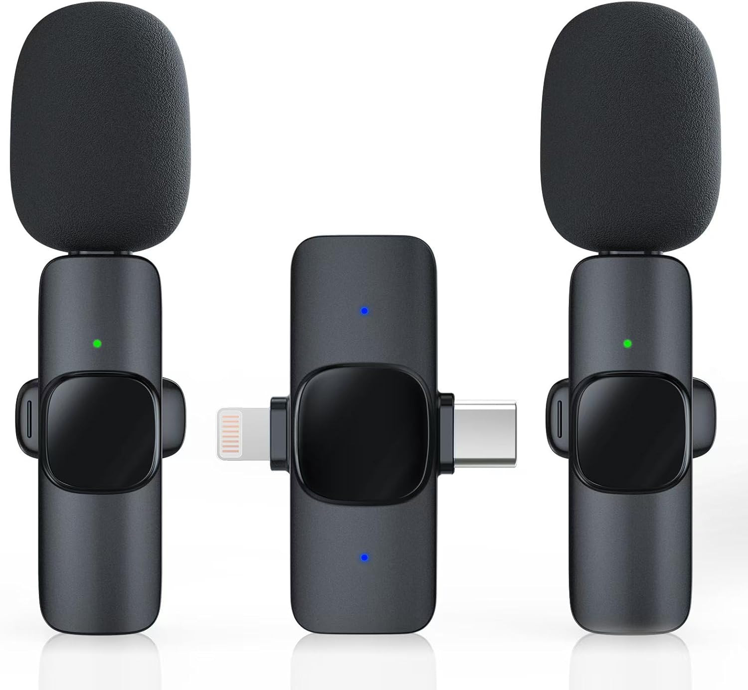 2 Pack Wireless Lavalier Microphone for Iphone/Android Phone
