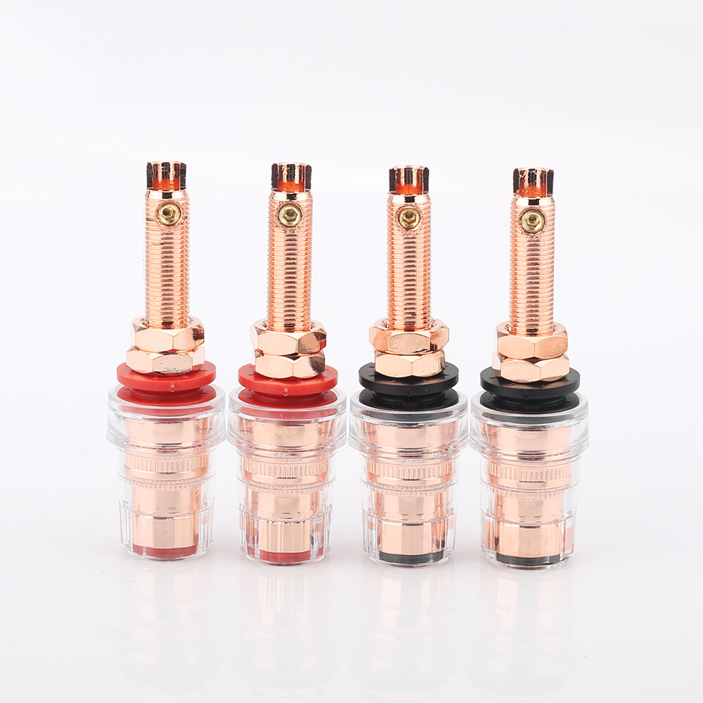 4Pcs Pure Copper Long Thread HiFi Speaker Female Terminal Binding Post Socket