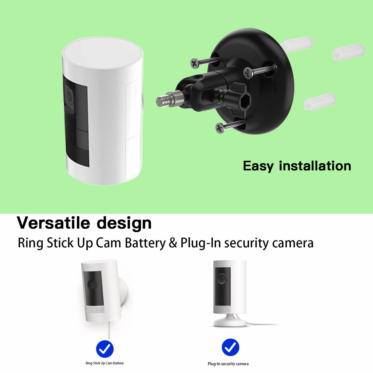 HOLACA Wall Mount for Ring Stick Up Cam Wired/Battery HD Security Camera,Upgrade