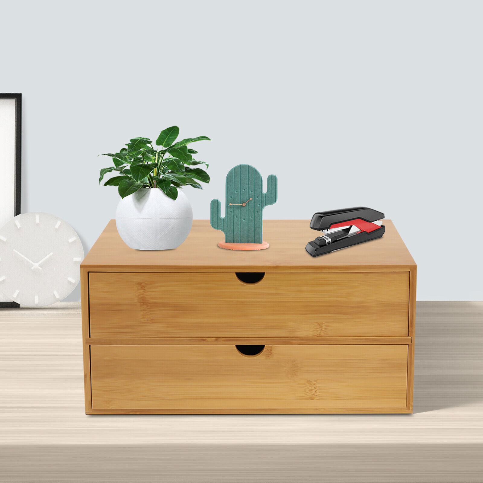 New Small Bamboo Desktop Organizer Storage Box with 2/3/4 Drawers, Simple Design