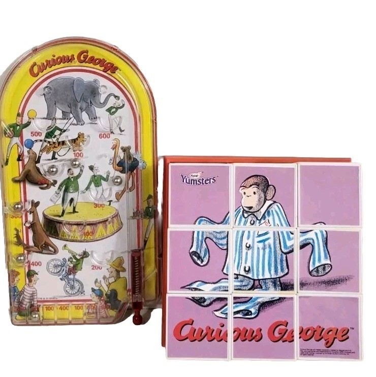 Schylling Curious George -Pinball Game & Yoplait Puzzle