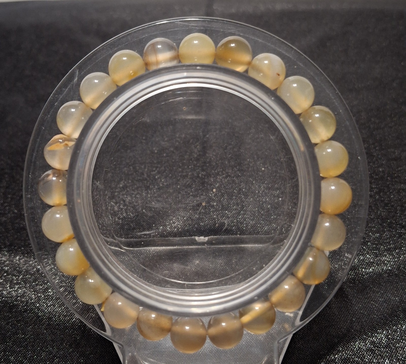 Yellow Agate 8mm Bead Bracelet Size 6 1/4 (BRC 137)