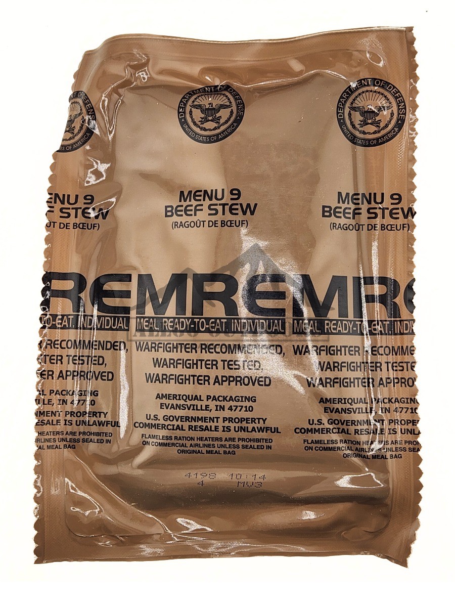 Beef Stew - Menu 9 - 2026 Inspection Date - Meals Ready To Eat US Military MREs