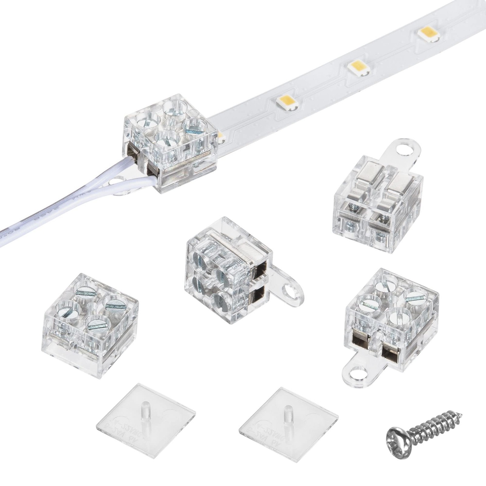 5 Pack 2 Pin 10mm Solderless LED Strip Connectors Transparent with Screwdrive...