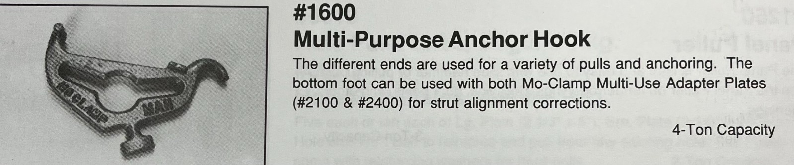 MO-CLAMP #1600 MULTI-PURPOSE ANCHOR HOOK