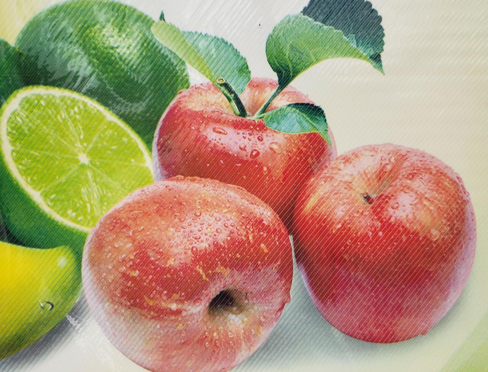 12 pc Thin Plastic Kitchen Set: 6 PLACEMATS & 6 COASTERS, RED & GREEN APPLES