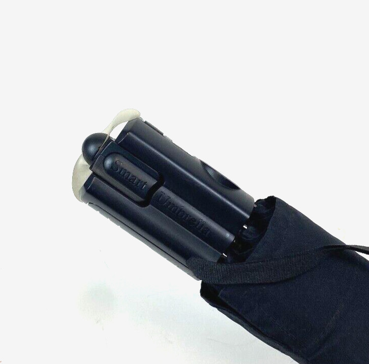 Smart Compact Manual Umbrella with Battery Powered Fan, Light, Compass