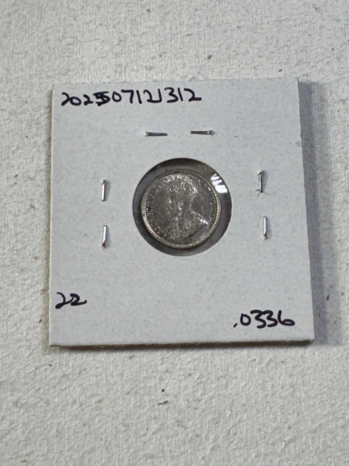 1912 Canada 5 Cents Silver Coin Cleaned