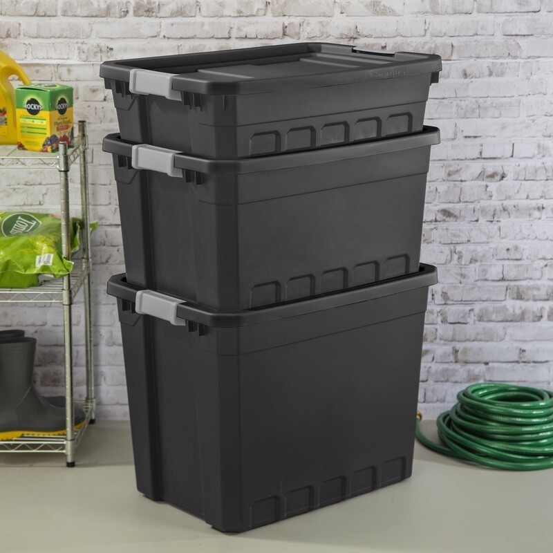 10 Gallon Stackable Storage Bins W/ Latch Lid Durable Plastic Tote 6 Count Box