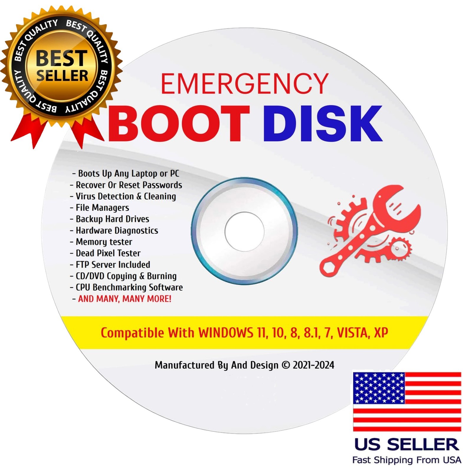 Windows Emergency Boot Disk for PC Repair DVD All in One Tool Latest Version NEW
