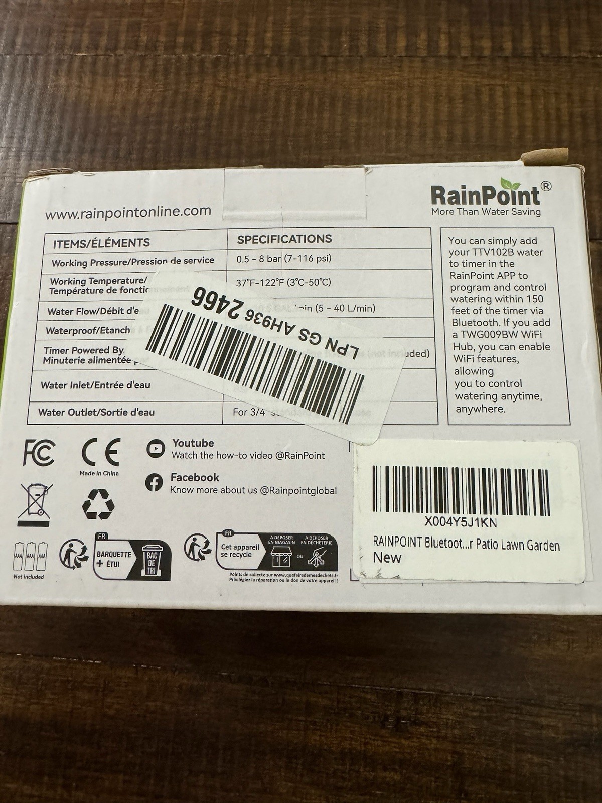 RainPoint TTV102B Automatic Hose Water Timer Irrigation Controller Open Box