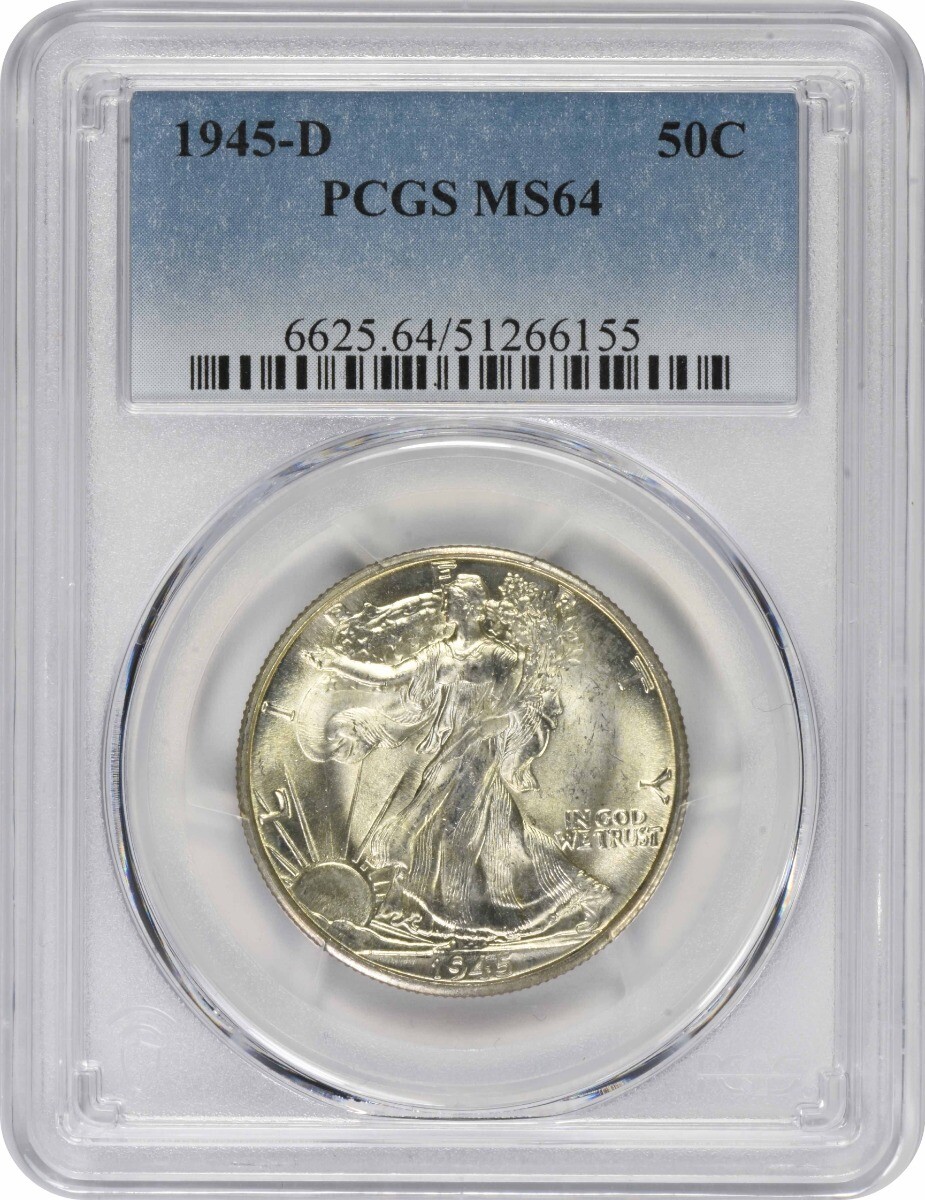 1945-D Walking Liberty Silver Half Dollar MS64 PCGS
