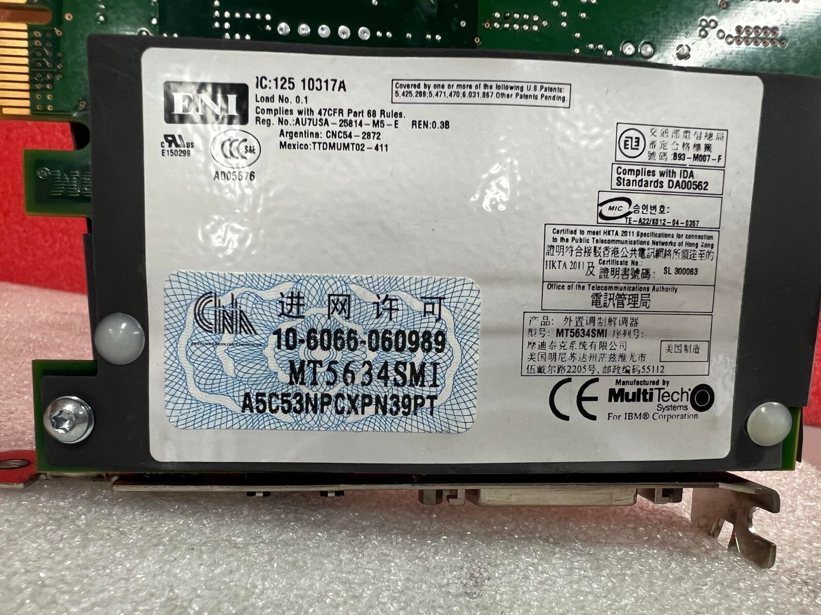 MultiTech ENI MT5634SMI Modem Card