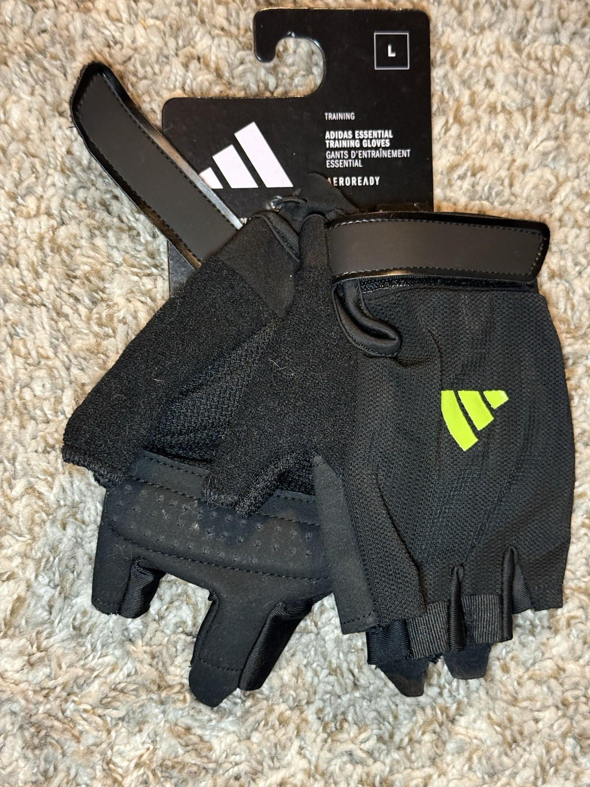 Adidas Essential Training Gloves Aeroready Black Size Large New w/ Tags