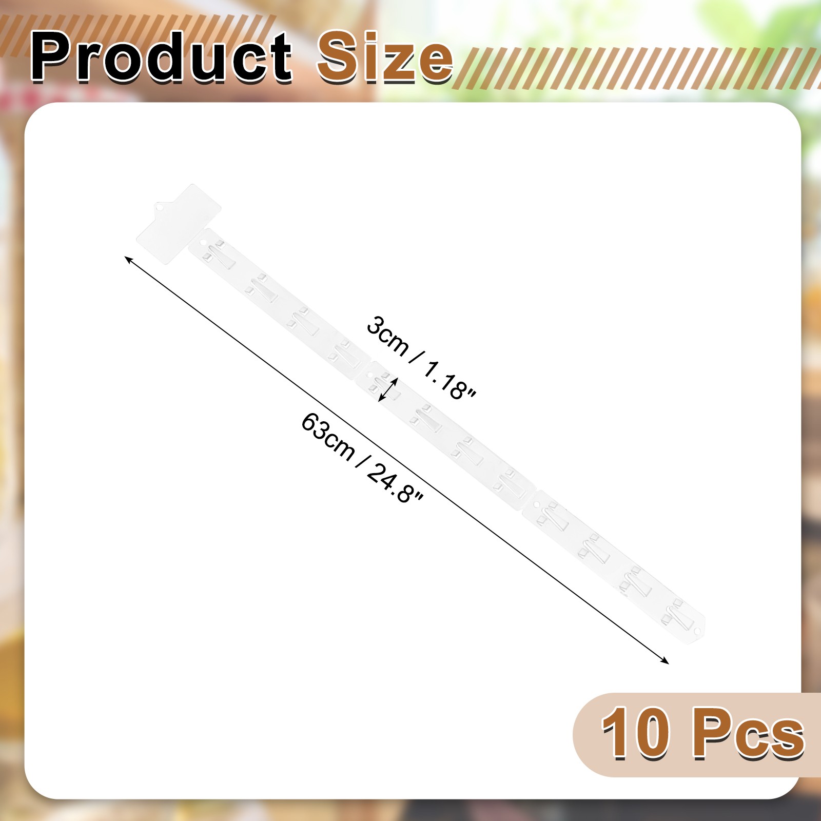 10Pcs Hanging Merchandise Strips, 24.8" Foldable Display Stand, Clear