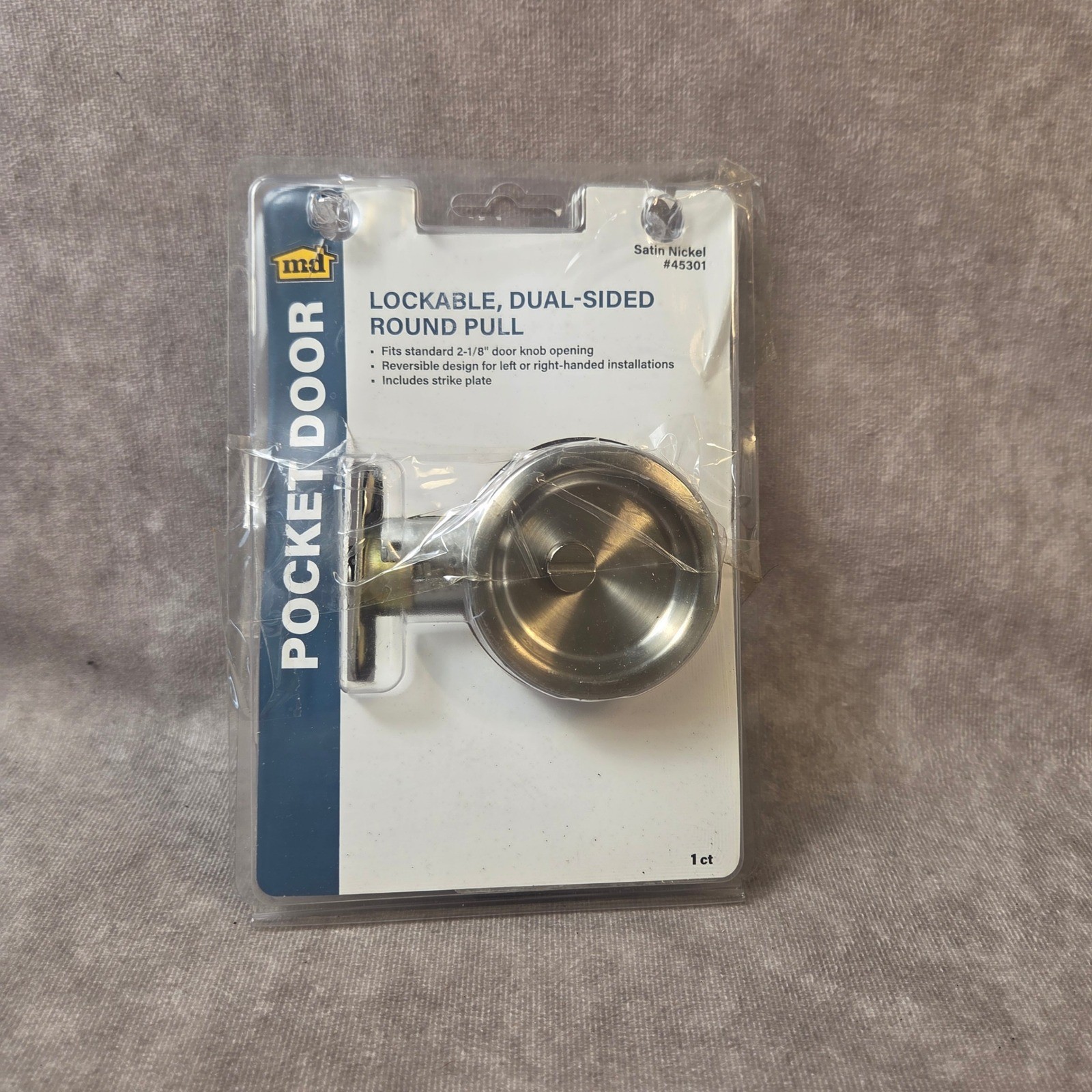 MD Building Products Lockable Dual-Sided Rnd Pocket Door Pull Satin Nickel 45301