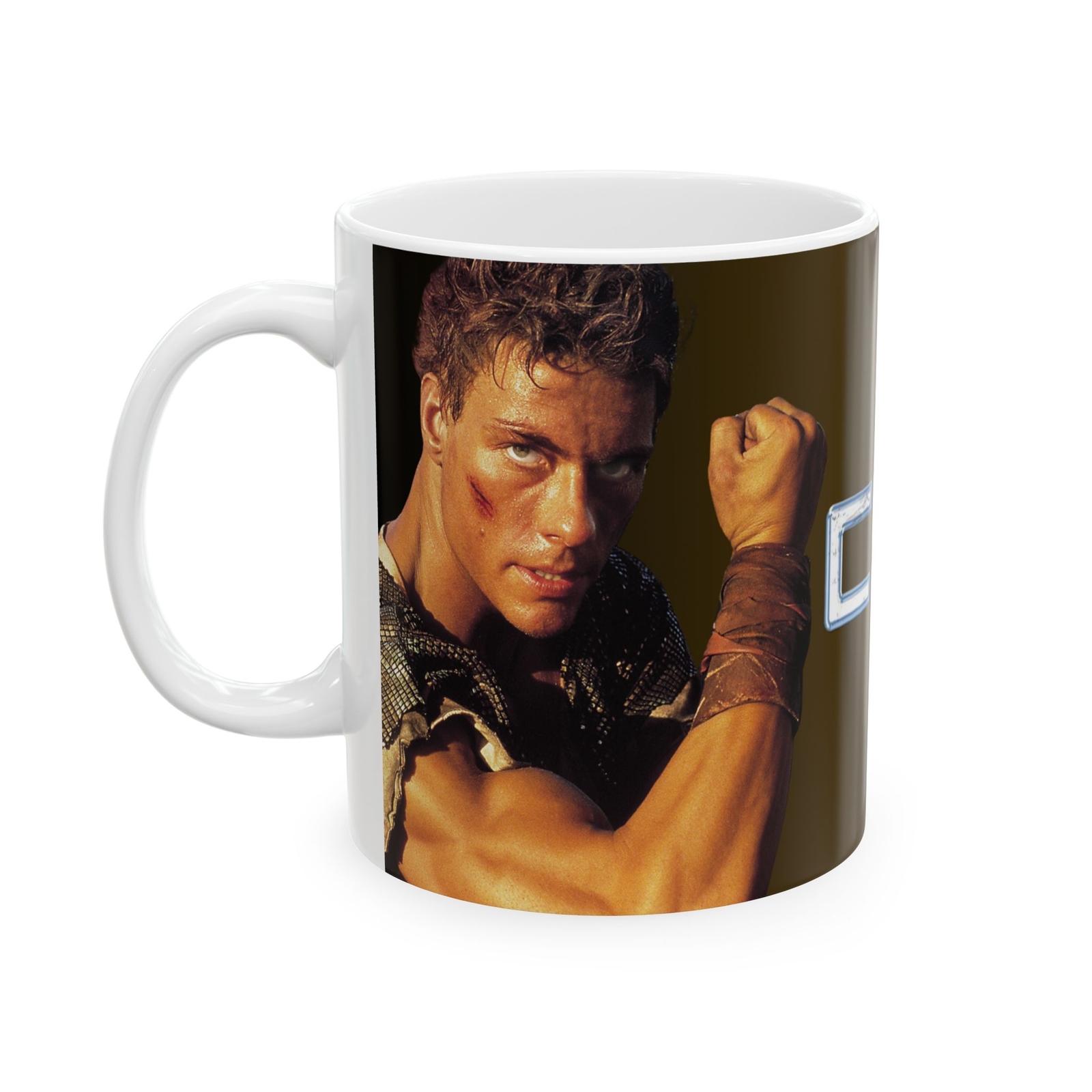 Cyborg Ceramic Mug, Retro Coffee Cup, 11oz, Jean Claude Van Damme