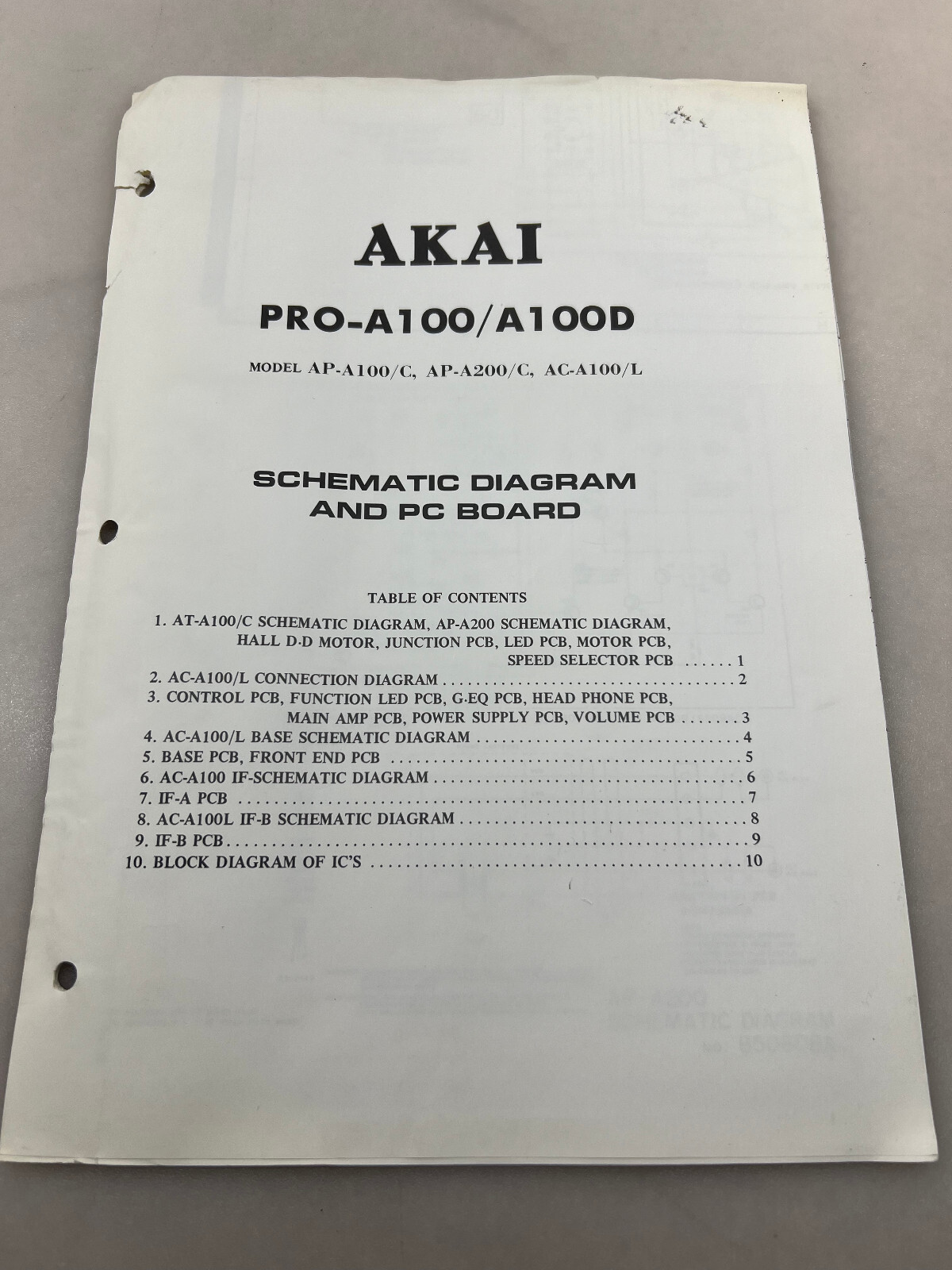 Akai PRO-A100/A100D Original Schematic Diagrams Free Shipping