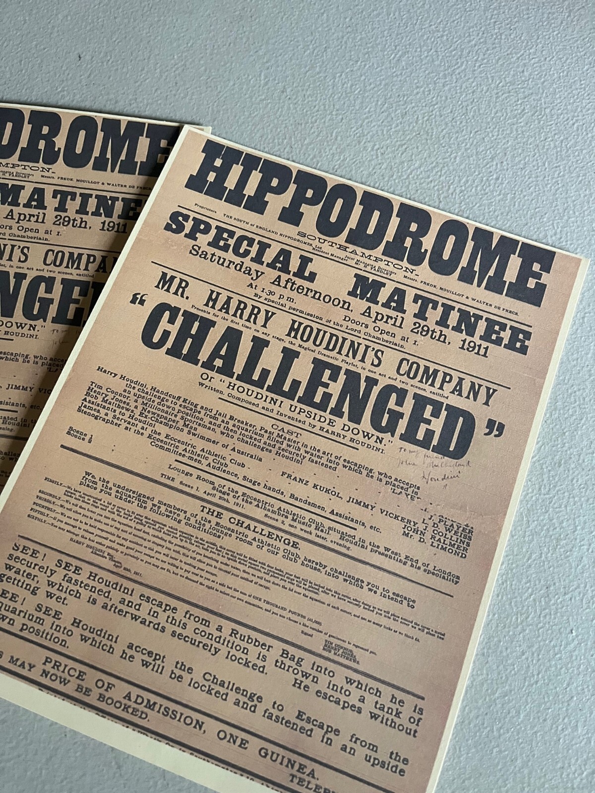 Houdini, very early Water Torture cell reprint, Houdini Upside down, Rare