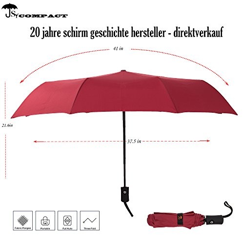 SY Compact Travel Umbrella Windproof Auto Open 8-Rib