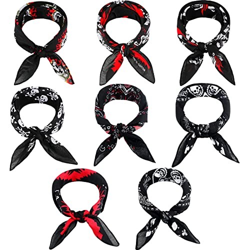Geyoga 8 Pcs Pirate Bandana for Men Skull Bandana Pirate Party Classic Style