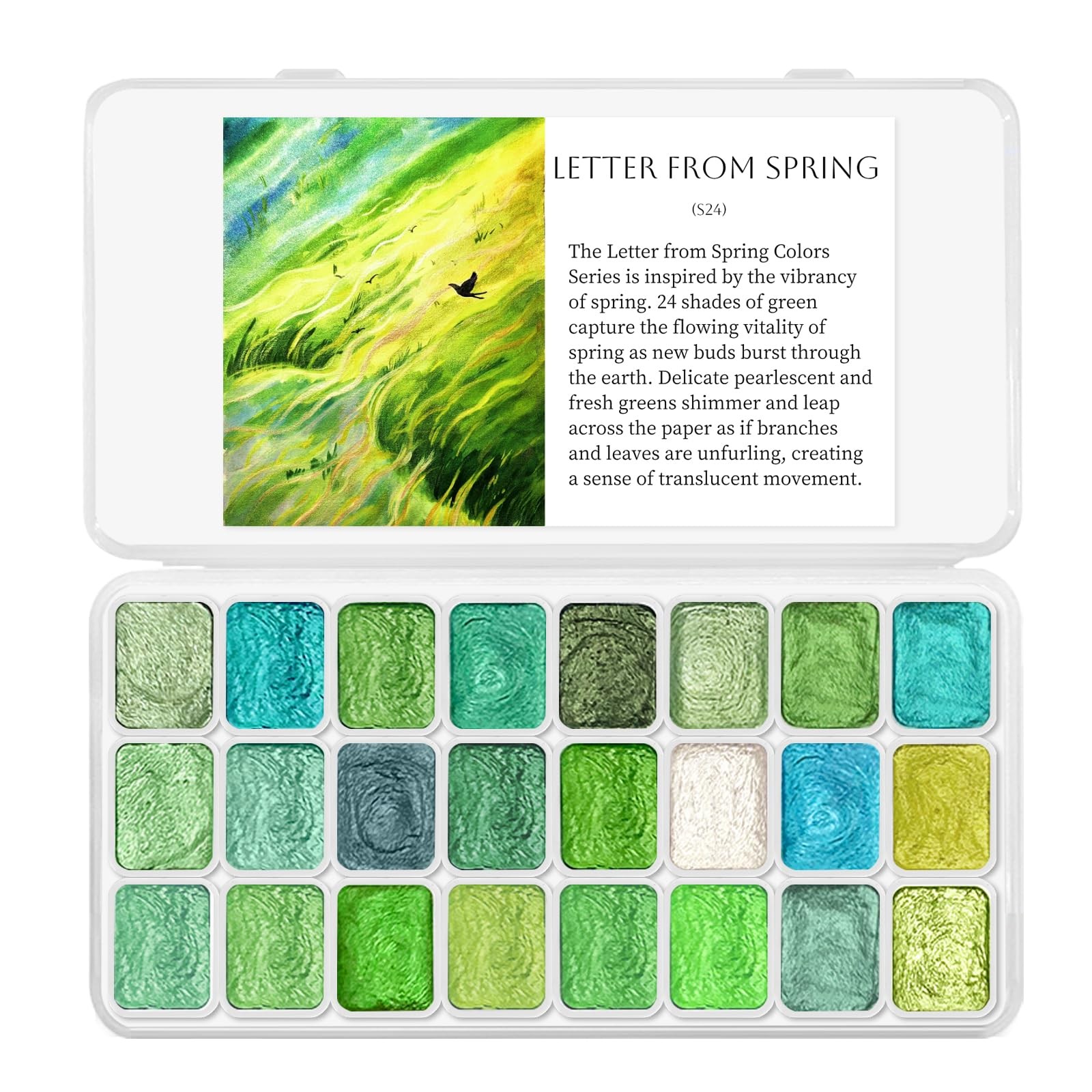 CraftyManor Mini Glitter Watercolor 1 Count (Pack of 24), Green 24 Colors