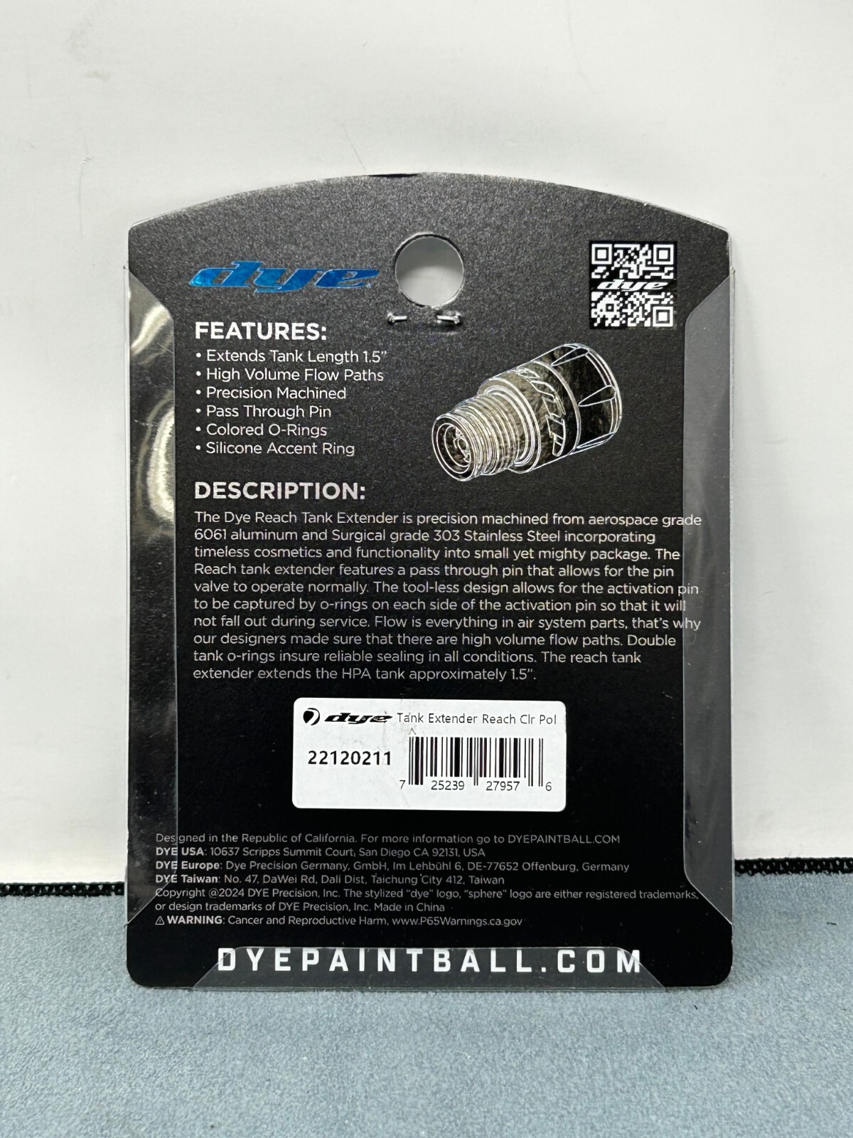 Dye Reach Tank Extender - Polished Clear / Silver