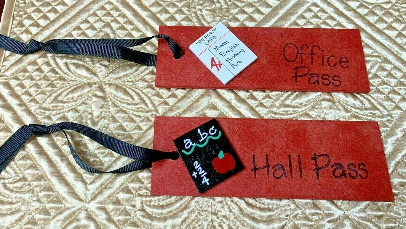 Red Wooden Hall Pass and Office Pass Passes For Teacher Classroom