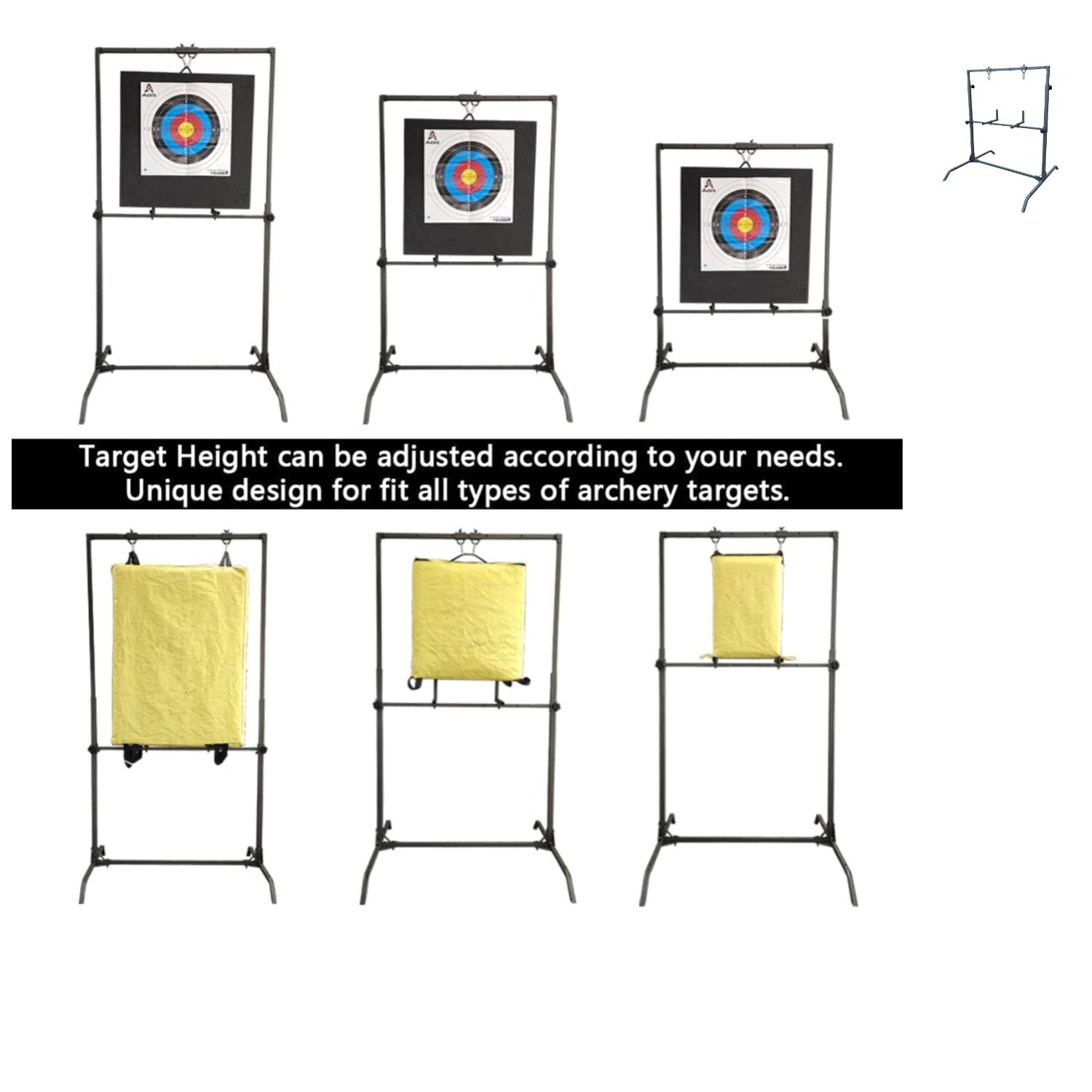 Adjustable Archery Target Stand for Block Cube Foam - Heavy-Duty Steel Design