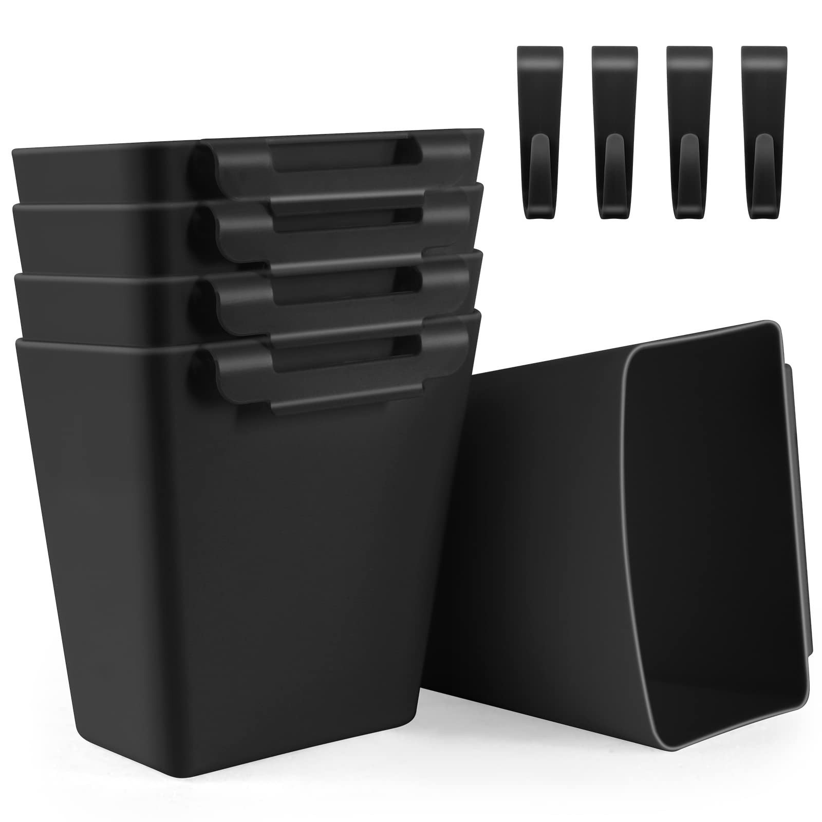 5 PCS Black Hanging Cup Holder Utility Rolling Cart Storage Basket Organizer