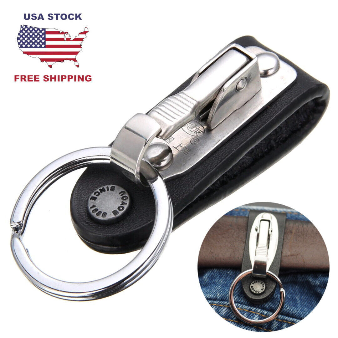 5x PCS Leather Detachable Quickdraw Belt Clip Key Ring Holder Snap Quick Release