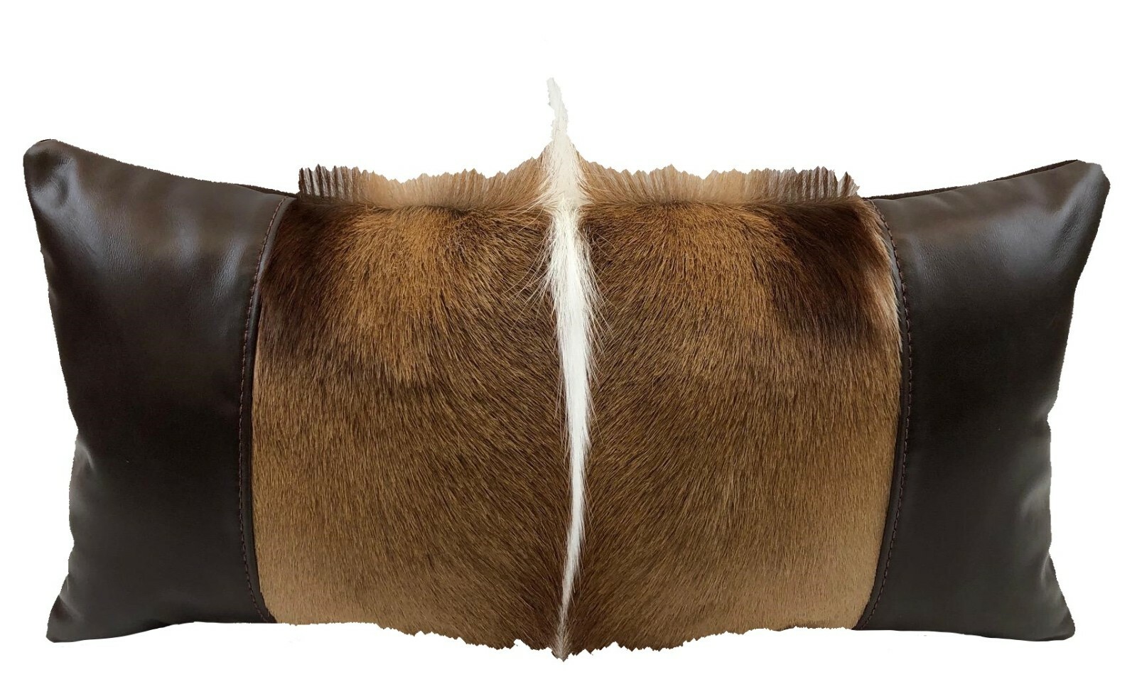 SPRINGBOK SPRINGBUCK HIDE & LEATHER CUSHION PILLOW 20" x 10" - BROWN SHADES