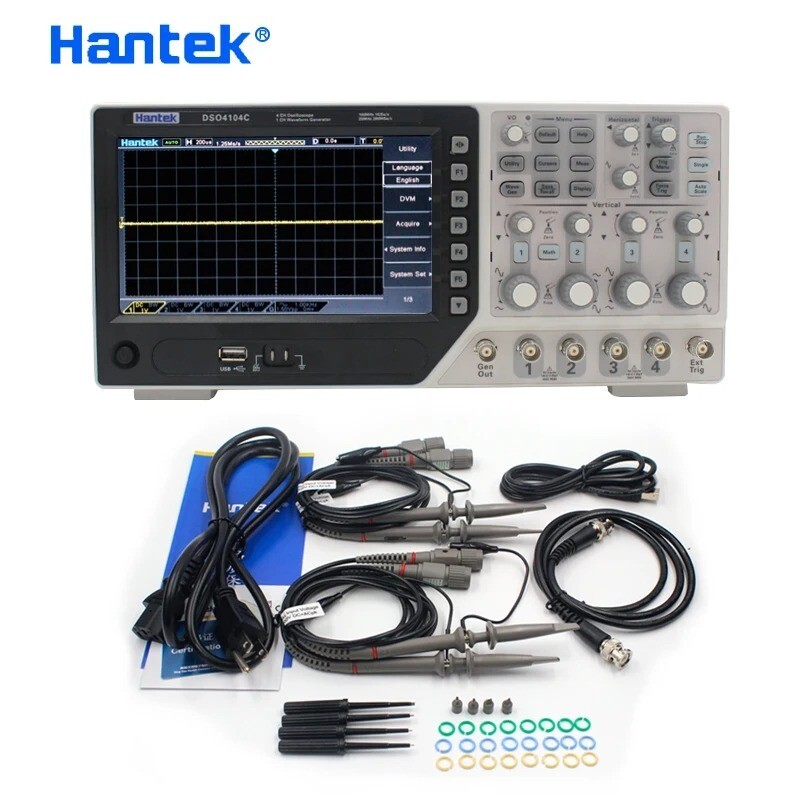 Hantek 4CH Digital Oscilloscope Arbi.Function Waveform Generator 100Mhz DSO4104C