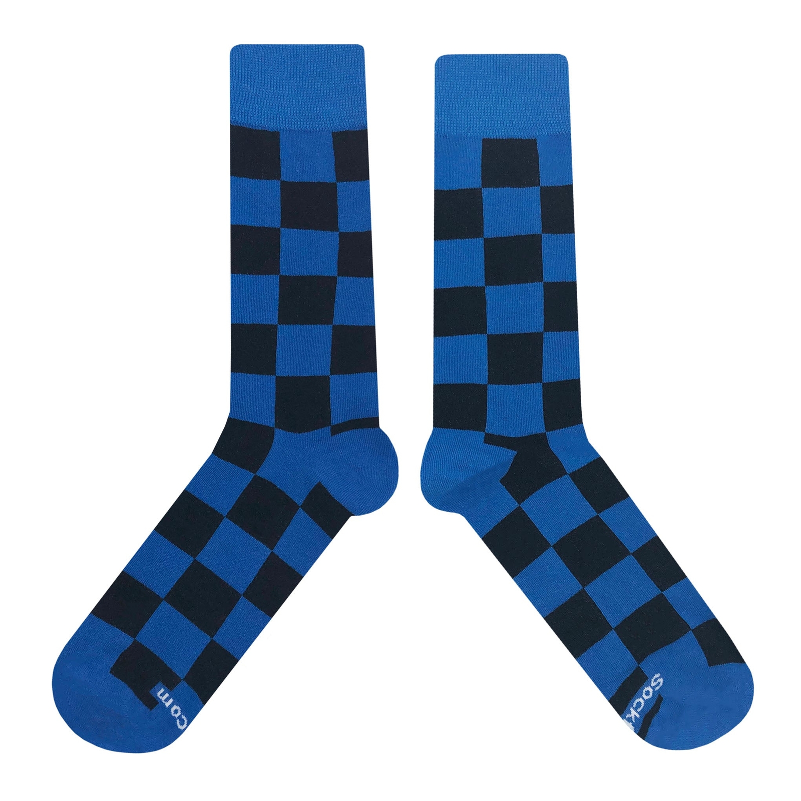 NWT Blue Black Checker Dress Socks Novelty Men 8-12 Multicolor Crazy Fun Sockfly